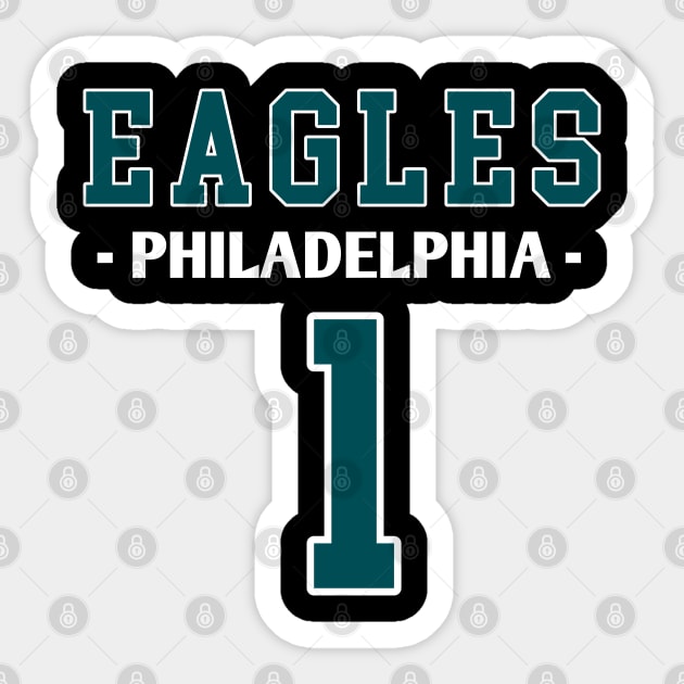 Philadelphia Eagles 1 Jalen Hurts Sticker by PrettyMerch